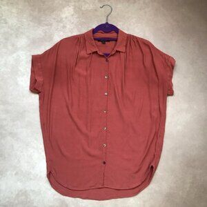 Madewell Viscose Burnt Sienna Clay Red Button Down Shirt Top Loose Flowy XS